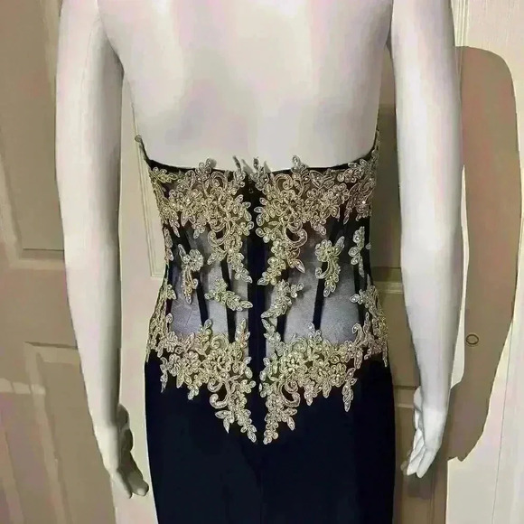 Glow By Colors Womens Corset Sequin Semi Sheer Strapless Jovani Evening Dress 6 - Picture 11 of 16